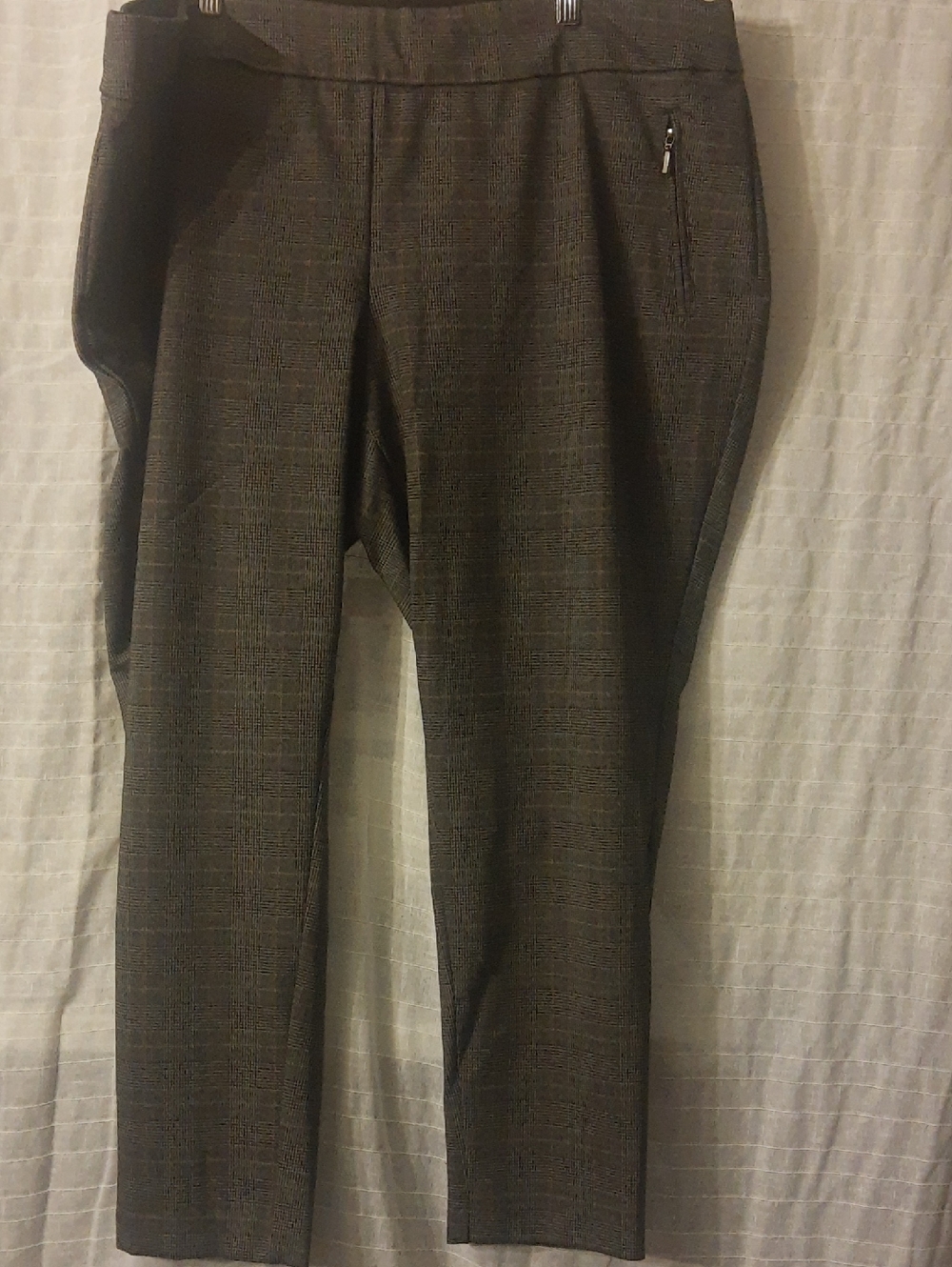 Massini Brown& Grey Plaid Cropped Ankle Pants